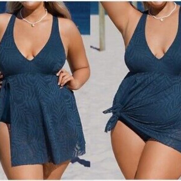 Cupshe Mesh Hollow Out Split One Piece Swim Dress Swimsuit Size 1X | NWT… - Picture 5 of 6